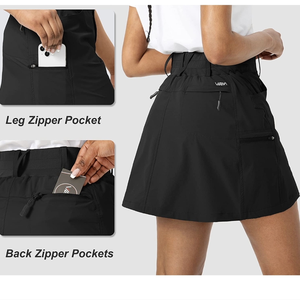 Viodia Dark Gray Golf Hiking Tennis Skorts Skirts, Large